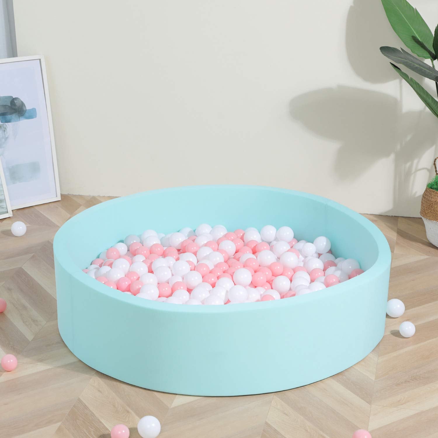 TRENDBOX Extra Large Soft Foam Ball Pit 51.2" x 11.8" (NO Balls) in Large Sponge Round Ball Pool Indoor Round Ball Pits Children Toddler Playpen