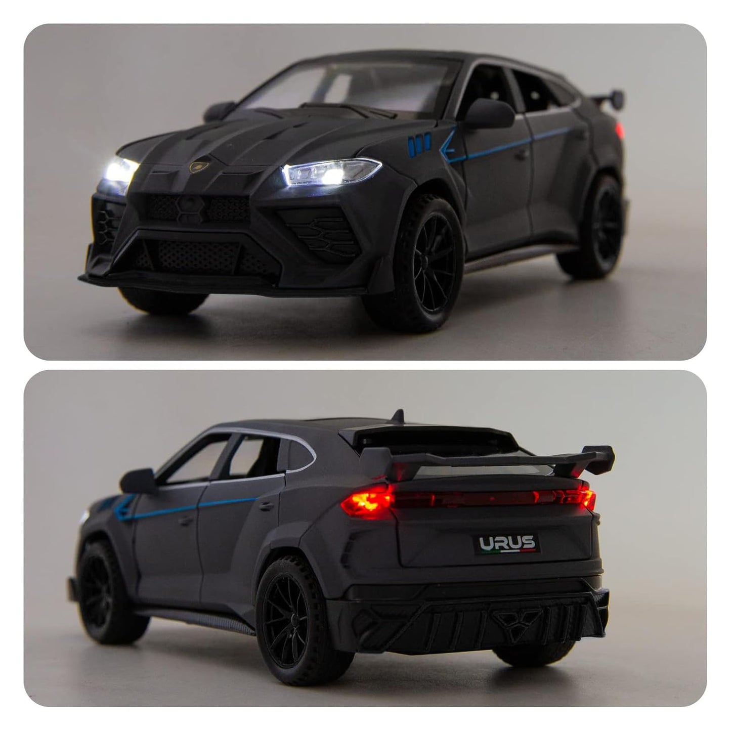 WAKAKAC Compatible for 1/32 Lambo Urus Model Car Diecast Collectible Pull Back Toy Car with Light and Sound Toy Vehicle for 3+ Year Old Kids Boys Gift