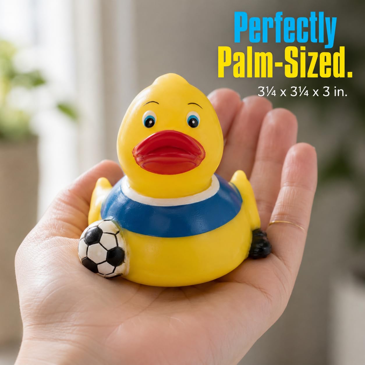 3" Soccer Rubber Duck [Sealed Hole, No Mildew] - Baby Safe Bathtub Bathing Toy