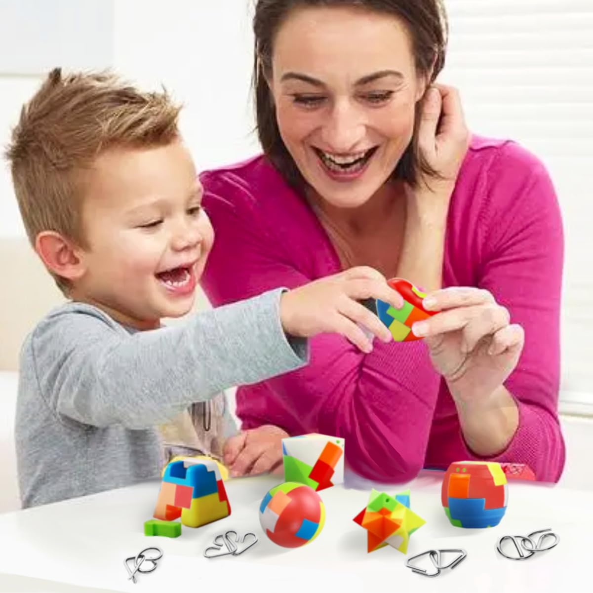 16 Pack Brain Teasers Puzzles for Kids & Adults, Brain Teasers Metal IQ Toys Puzzle Mind Game 3D Coil Cast Wire Unlock Interlock Magic Ball Puzzles