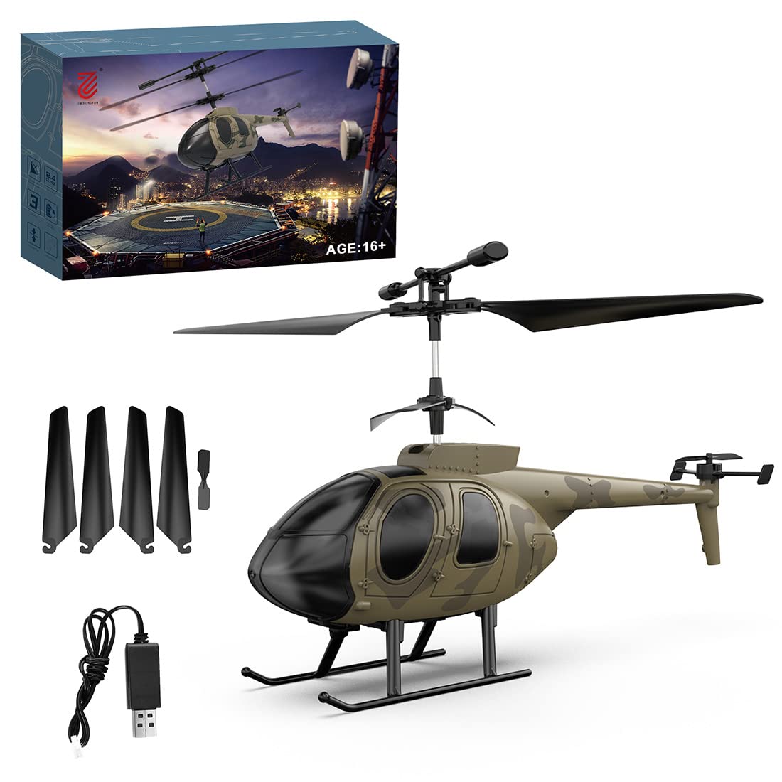BrickCraftWorks RC Helicopter for Adults, F150BL V3 Air-Wolf RC Helicopter Model with LED Lights, Outdoor Indoor Model Airplane Gift (RTF Version)