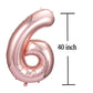 Rose Gold 16 Number Balloons Big Giant Jumbo Large Number 16 Foil Mylar Balloons for Girl Boy Men Sweet 16th Birthday Party Supplies 16 Anniversary