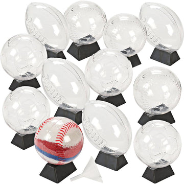 Fun Express Sports Sand Art Bottles - Set of 12 - Baseballs, Soccer Balls and Football Shapes - DIY Crafts for Kids - VBS Vacation Bible School