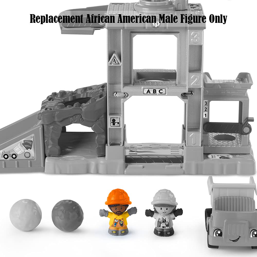 Fisher-Price Replacement African-American Male Figure Little People Load Up and Learn Construction Site - GWD30, Orange, Yellow, Brown