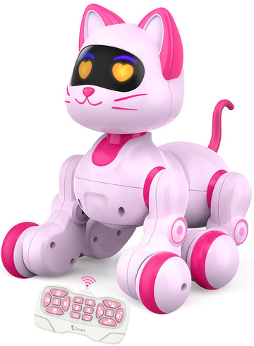 Robot Cat Toy for Kids, Interactive Robot Kitty with Touch Sensing, Remote Control Cat Robot Singing, Dancing, Walking, Sliding, Programmable Smart