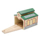 maxim enterprise, inc. Wooden Train Engine Shed, Multicolor Railway Shed Houses 2 Toy Engines, Wood Train Accessories with 2-Way Switching Track