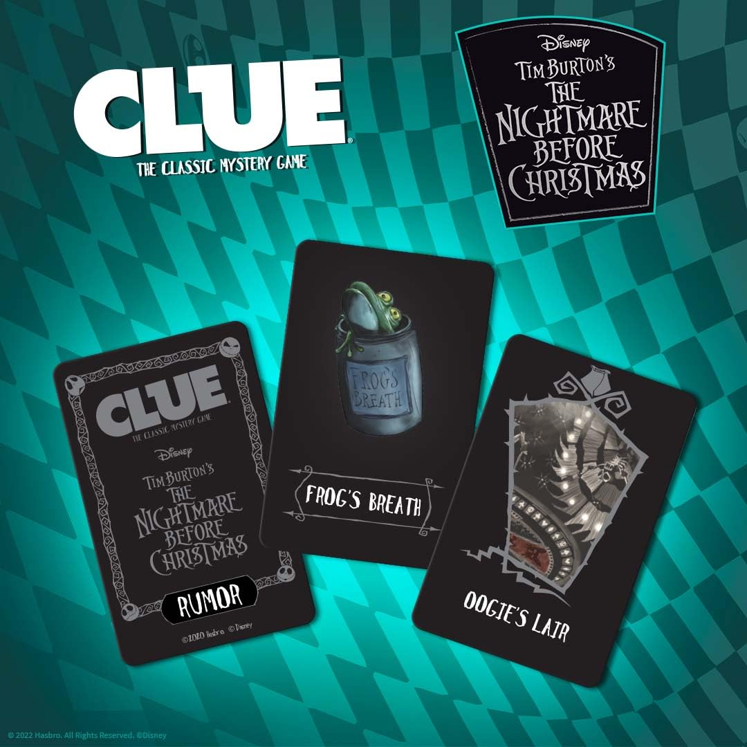 CLUE: Disney The Nightmare Before Christmas | Collectible Clue Game Based on Disney Classic Film | Officially-Licensed Game with Familiar Locations