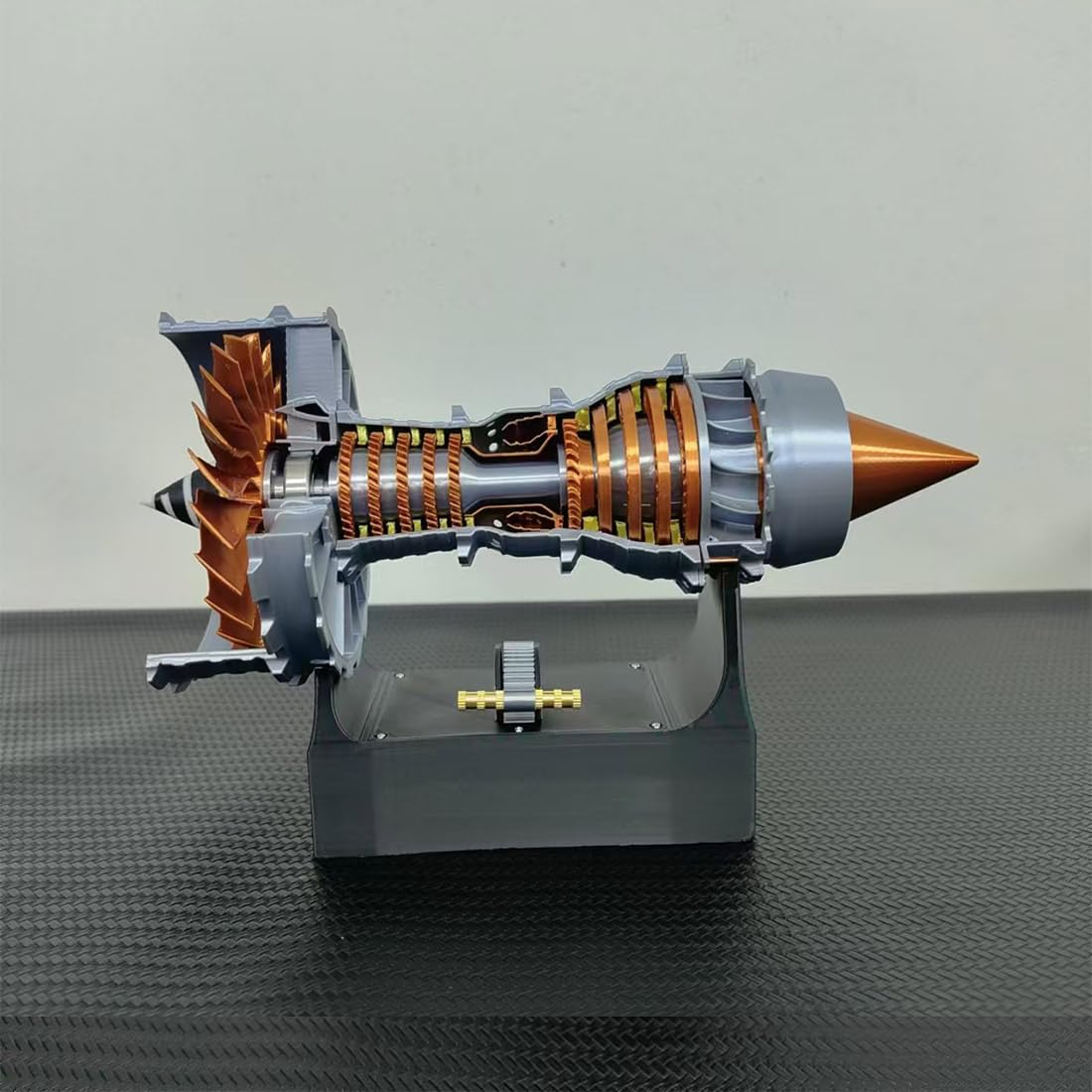 MakerTopia Turbofan Aircraft Engine Model Kit with Blue LED Light, Working Jet Engine Restoration, DIY 50+PCS Collectible Airplane Engine STEM