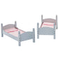Olivia's Little World 18 in. Doll Wooden Convertible Bunk Bed Stacked on Top or Unstacked as Two Single Beds, Gray with White Polka Dots and Pink