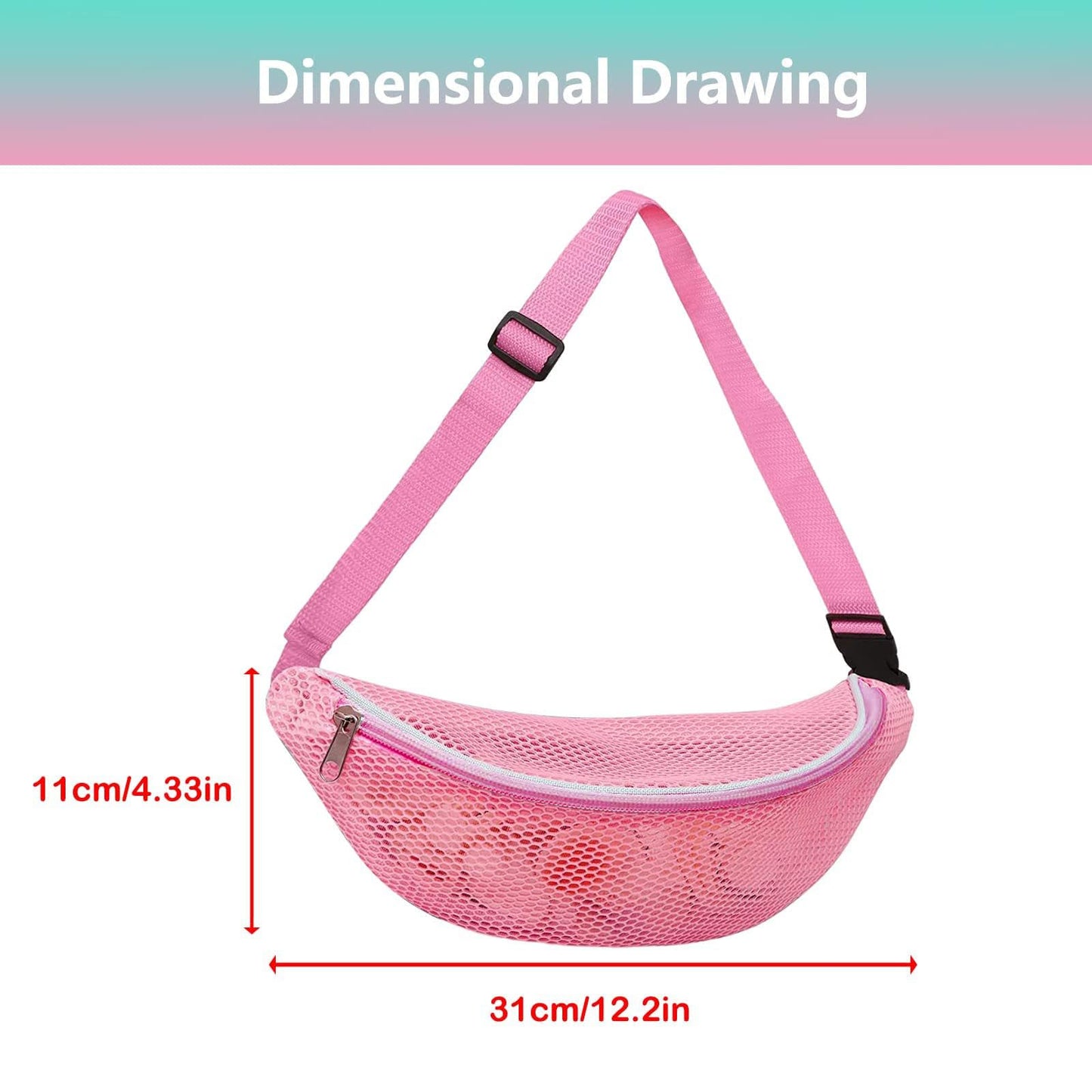 Mesh Beach Bag for kids, Shell Bags for Beach, Fanny Pack Shell Bags for picking up shells for adults with Adjustable Straps for Collecting Seashells
