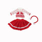 Red Reindeer Skirt Outfit 3pc for 14-Inch Dolls | Premium Quality & Trendy Design | Dolls Clothes
