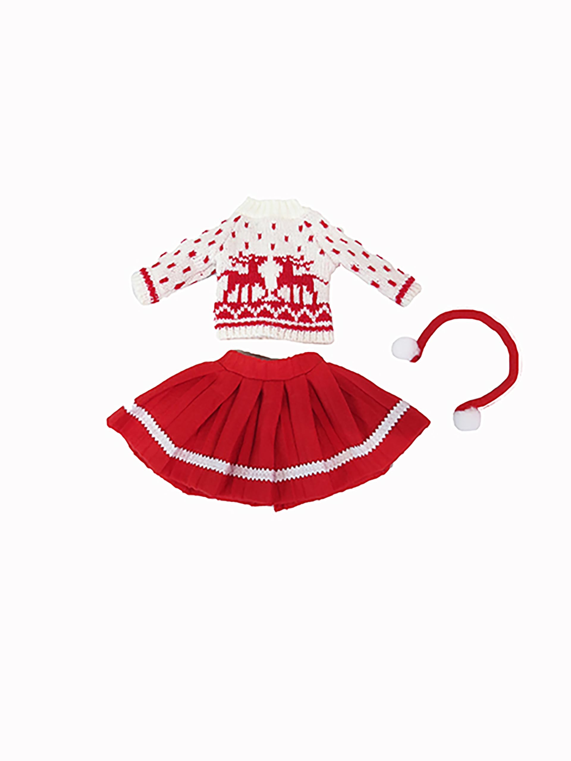 Red Reindeer Skirt Outfit 3pc for 14-Inch Dolls | Premium Quality & Trendy Design | Dolls Clothes
