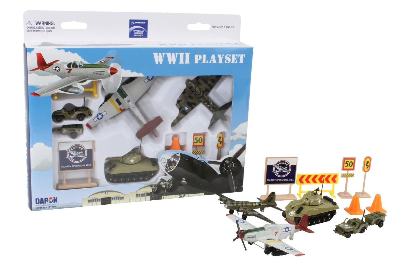 Daron Boeing WWII 10-Piece Die-Cast Military Playset Toy Ages 3+
