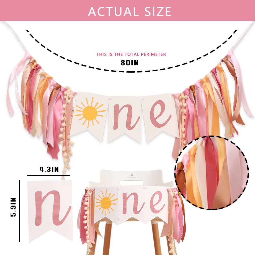 You Are My Sunshine High Chair Banner,Sun Themed First Birthday Party Decorations For Girl, Modern Sun One Garland For High Chair, Ribbon Tutu Skirt