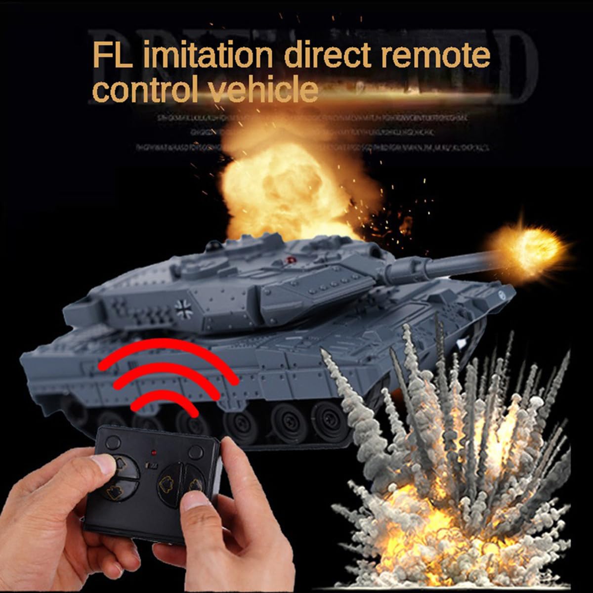 Tsiodot 2.4GHz Mini RC Tank Toy with LED and Rotating Turret. The Ultimate Military Toy for Boys and Girls (Gray)