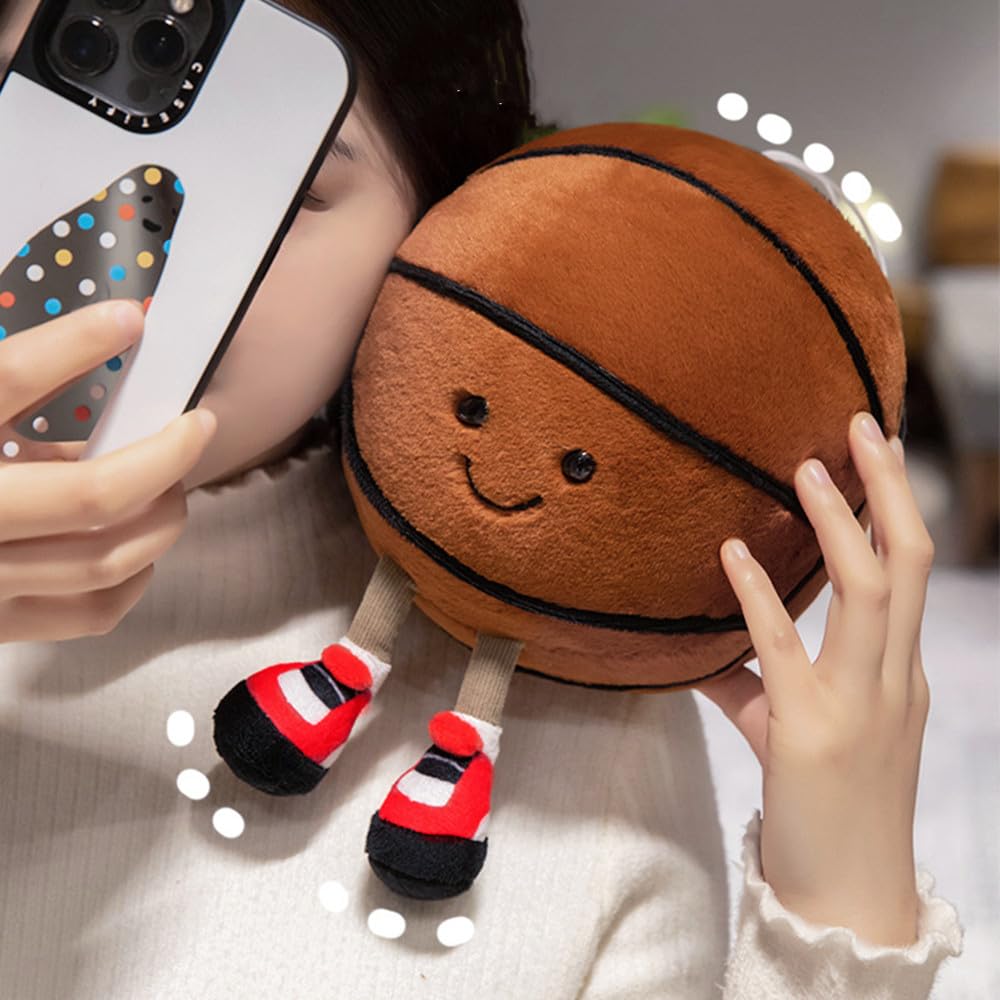 Basketball PlushToys,9.8" Soft Stuffed Sports Balls Toys Cute Fun Plush Ball Creative with feet Soccer Doll,Plush Stuffed Spherical Soft Toys Small