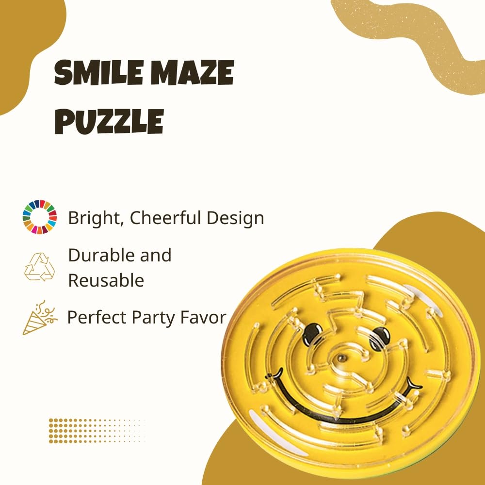 Smile Maze Puzzle Value Pack - 2.75"(Pack of 12) - Engaging Yellow Plastic Favors - Perfect for Parties, Gifts & FunBrain Boosting Challenges