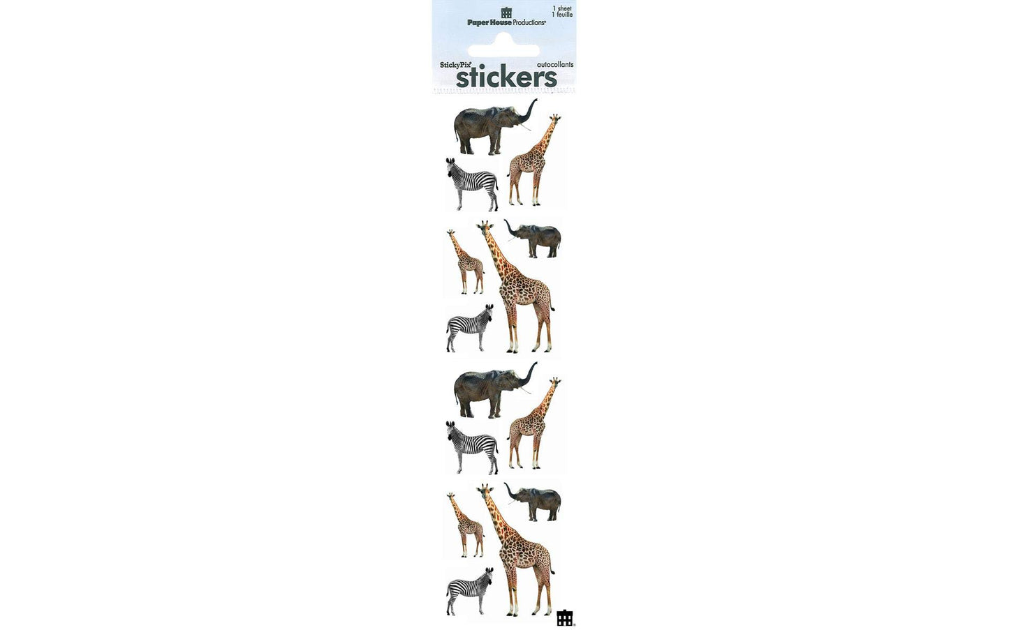 Paper House Productions ST-2183E Photo Real Stickypix Stickers, 2-Inch by 4-Inch, Zoo Animals (6-Pack)