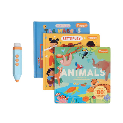 Tappi Interactive Learning System for Kids (Ages 2-6) - Starter Set with 3 Books + Tappi Play Pen - Screen-Free Sounds, Music & Games