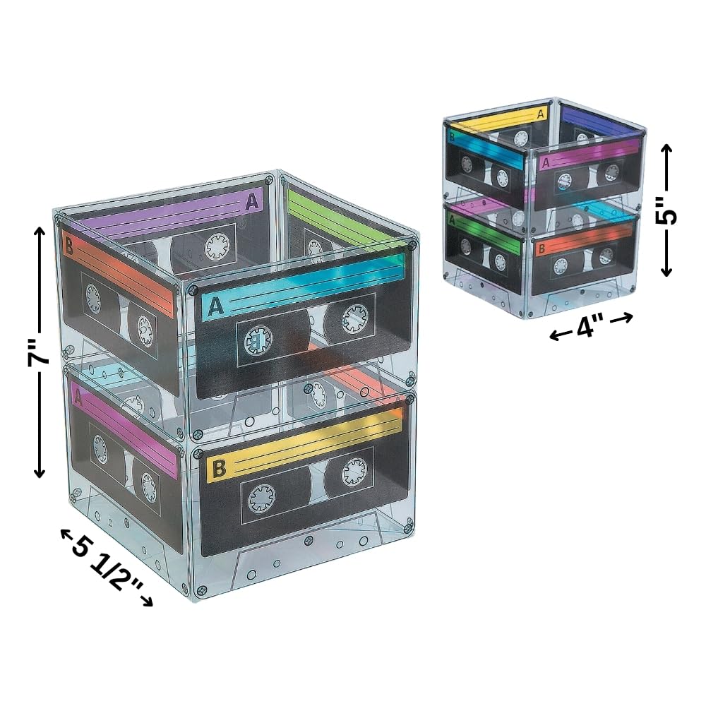 80's Cassette Tape Bucket Centerpieces (set of 6) 80’s Party Supplies and 90's Theme Parties