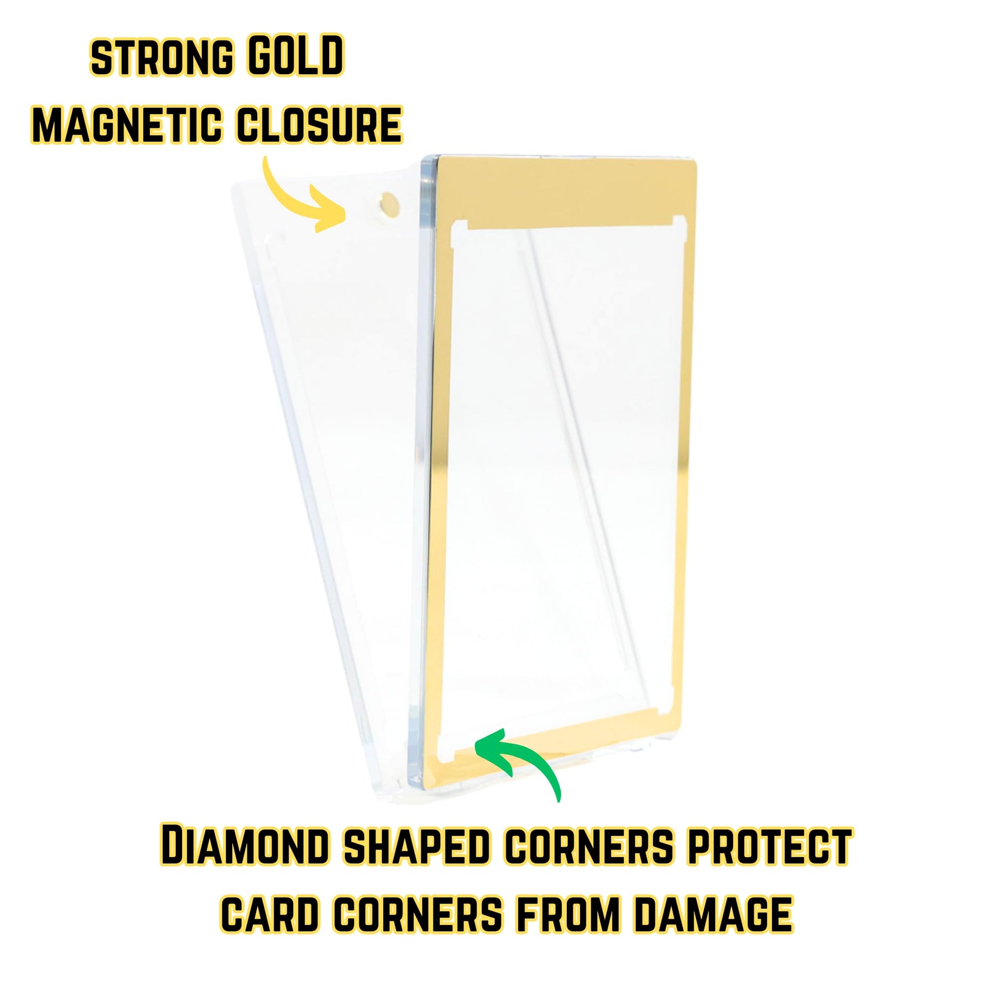 10 Colored Magnetic Card Holders - 35pt One Touch Card Holder | 99.9% UV Resistant Hard Plastic Case | Baseball Card Holder - Glossy, HD Clear