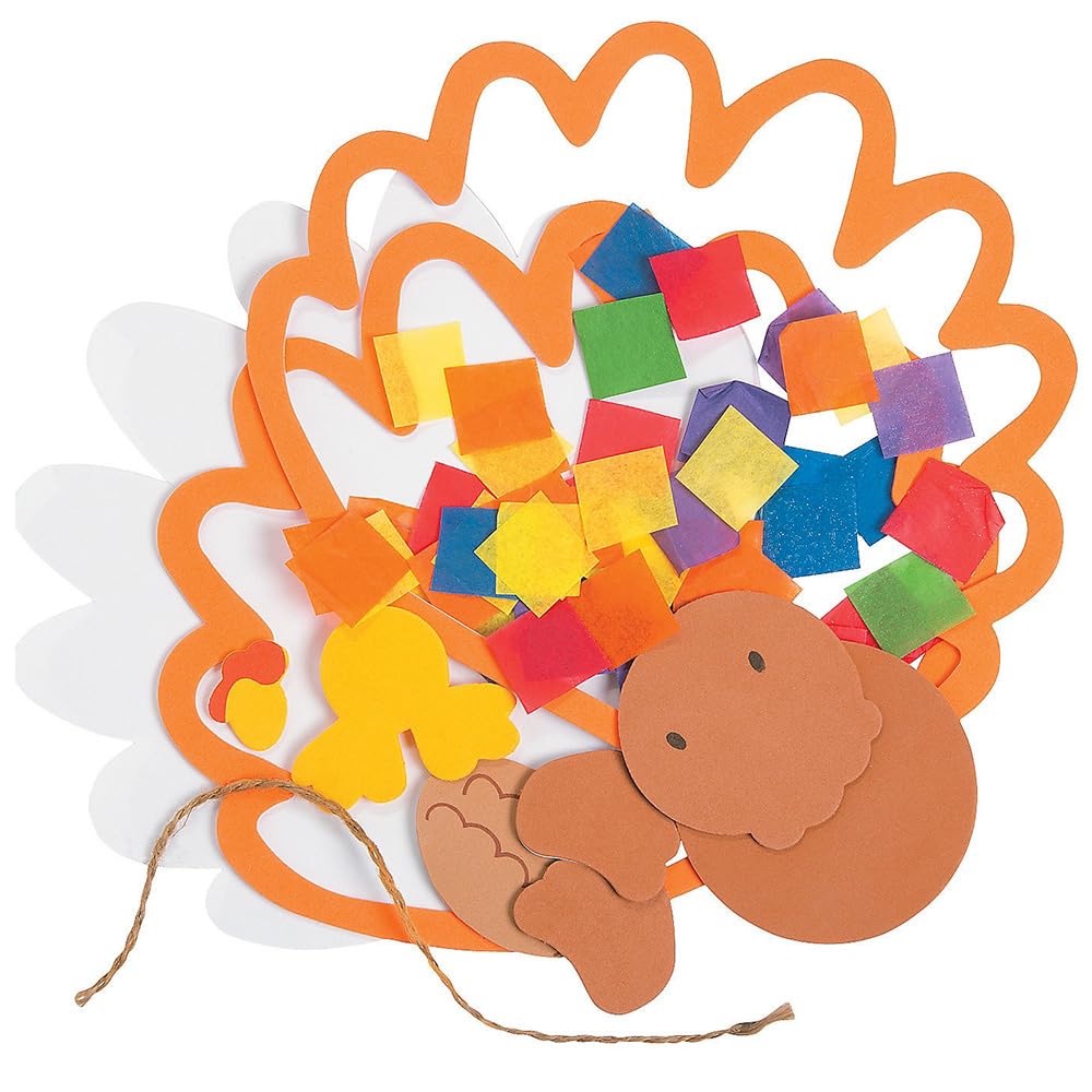 Turkey Tissue Acetate Craft Kit - 12 - Crafts for Kids and Fun Home Activities