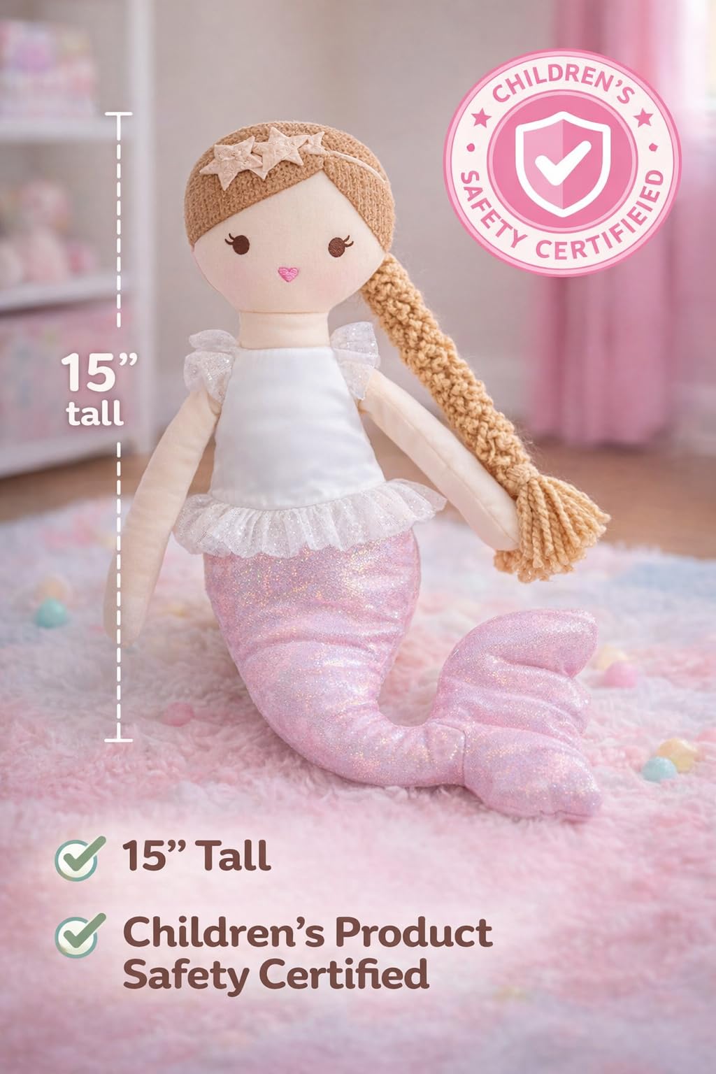 Laila and Lainey Plush Mermaid Doll - Soft Mermaid Stuffed Animal
