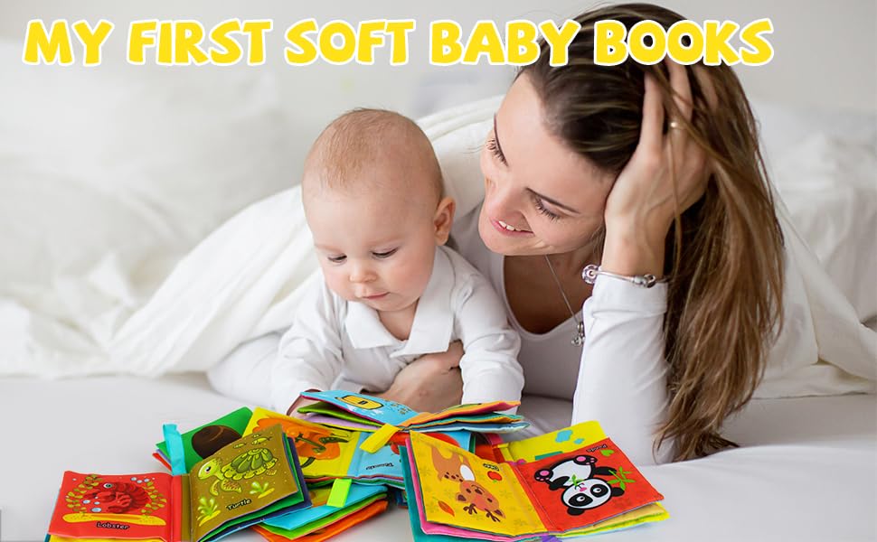 teytoy My First Soft Book,Nontoxic Fabric Baby Cloth Books Early Education Toys Activity Crinkle Cloth Book for Toddler, Infants and Kids Perfect