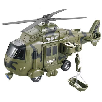 OCCAFY Military Helicopter Toy with Lights and Sound Sirens,Friction Powered Boys Army Toys,Rescue Vehicles Toys for Kids Aged 3 and Up,Best Toddler