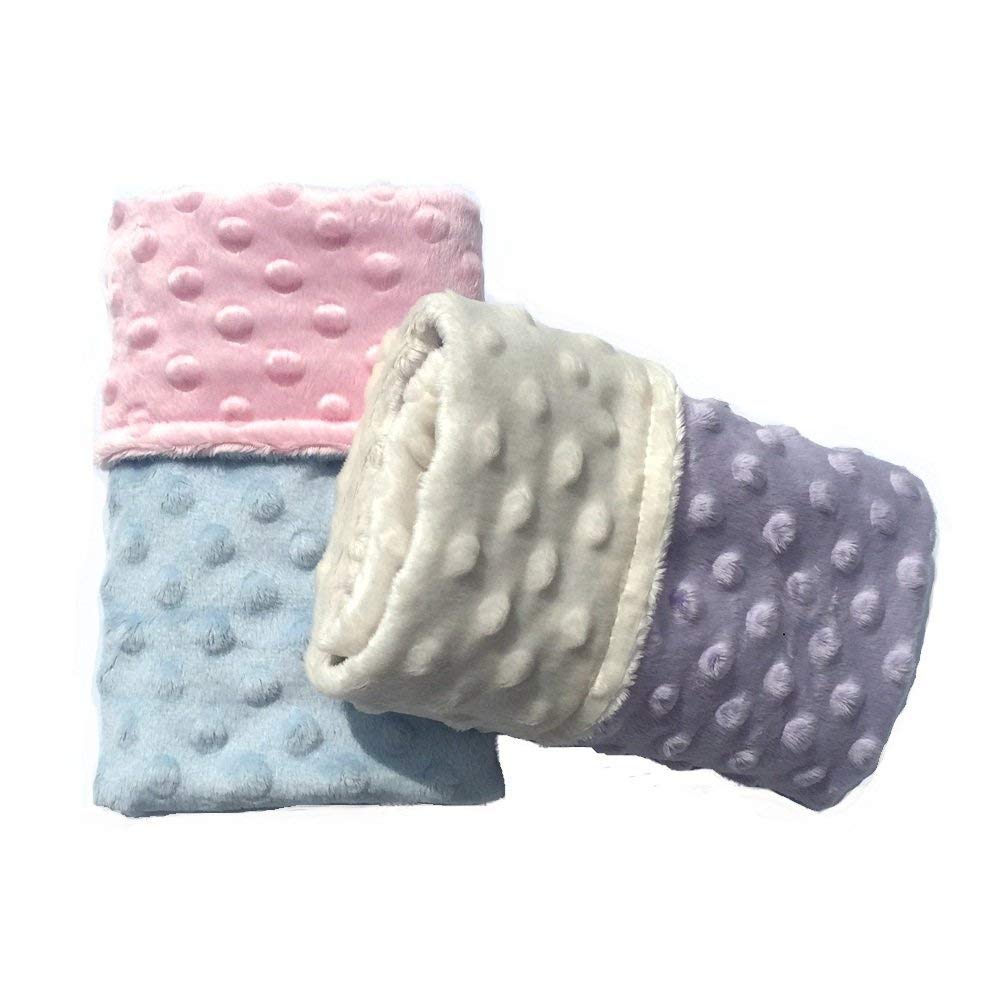 Pink & Lavender Minky Dot Reversible 17" Square Baby Doll Blankets, 2 Pack Set | Baby Doll Blankets, Doll Bedding for 18 Inch Dolls, Doll Blanket