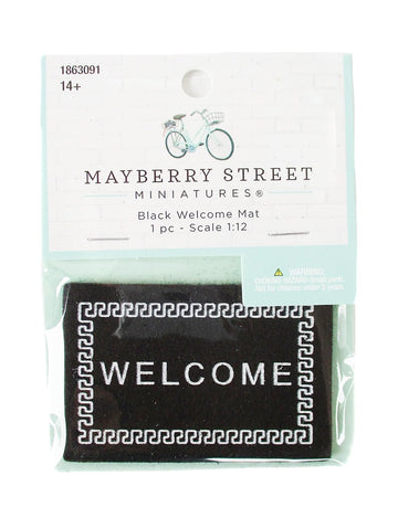 Dollhouse and Craft Miniatures - Miniature Black Welcome Doormat - Scale 1:12