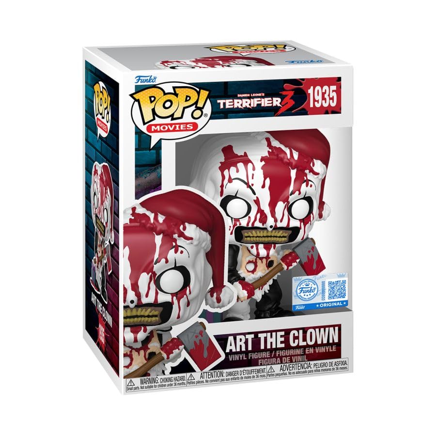 Funko POP! Movies Terrifier 3 Art The Clown Vinyl Figure, Exclusive Holiday Edition, Number 1935, 4.1 Inches