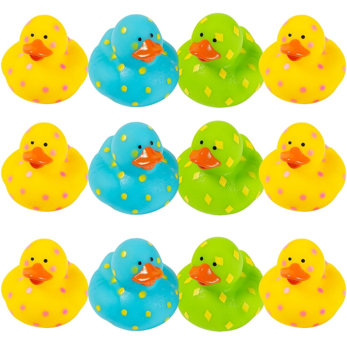 Fun Express Bright Pattern Rubber Duckies - Toys - 12 Pieces