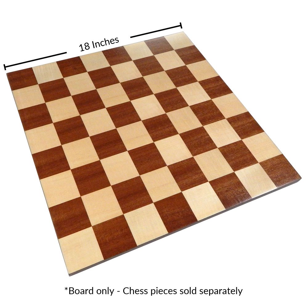 Zelus Borderless Tournament Chess Board with Inlaid Mahogany Wood, Large 18 x 18 Inch, Board Only