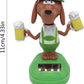 1Pc Green Solar Powered Dancing Beer Dog Ornaments,Swinging Animated Dancer,Solar Powered Dancing Dog,Car Bobble Head Decors,Bobble Head Figures