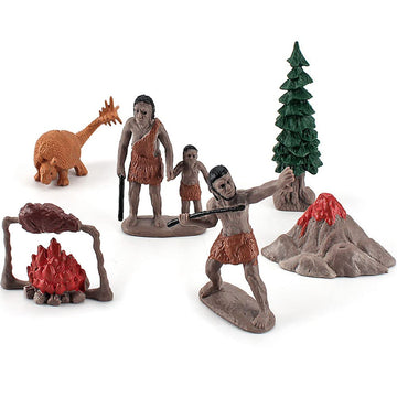 BLAPNK Realistic Prehistoric Animal and Primitive Figurines Moodel Toy 12 Pcs Ancient Smilodon Mammoth Human Figures Collection Playset Educational