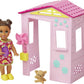 Barbie Skipper Babysitters Inc. Accessories Set with Small Toddler Doll & Pink Playhouse, Plus Pinwheel, Teddy Bear & Cup, Gift for 3 to 7 Year Olds