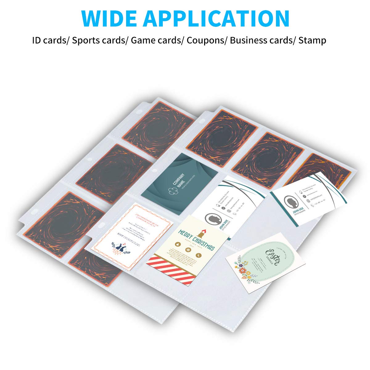 2088 Pockets Baseball Card Sleeves, JIQEZNL Premium 9 Pocket Trading Card Binder Sleeves for 3 Ring Binder, Double Side Card Protector Pages for