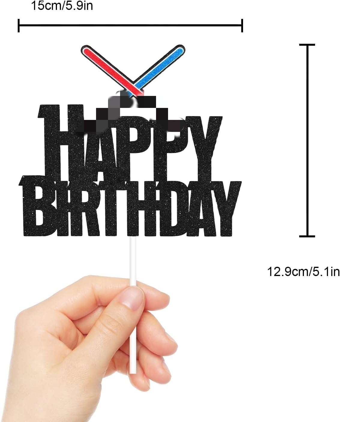 Laser Sword Happy Birthday Cake Topper - Space Themed Happy Birthday Cake Topper - Glowing Sword Birthday Party Decorations For Boys
