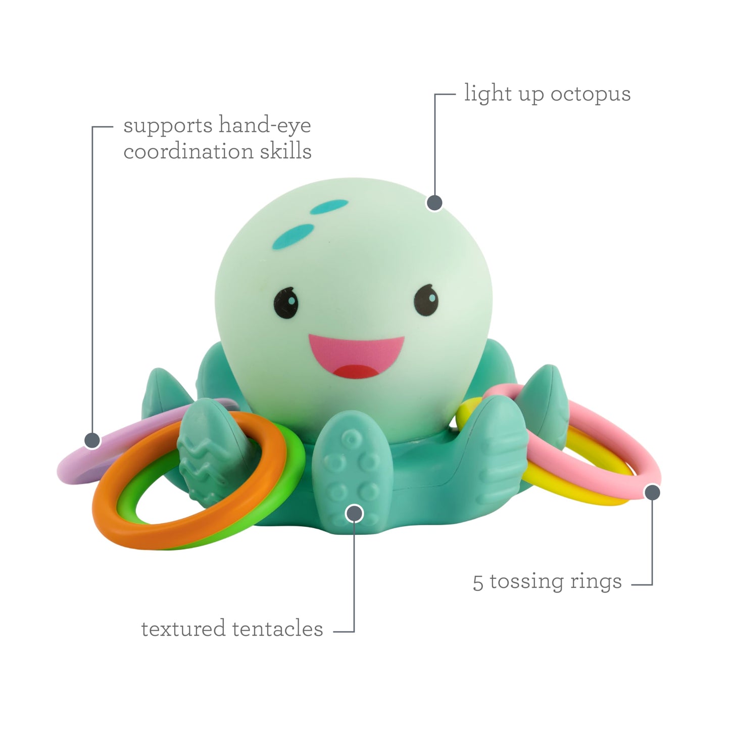 Infantino Light Up Octopus Ring Toss Toy, 6+ Months