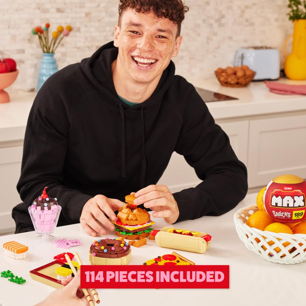 MAX Premium Snacks Building Bricks Collection (Pizza) by ZURU. Building Bricks for Teens, Adults and Collectors. Build, Collect and Display Your