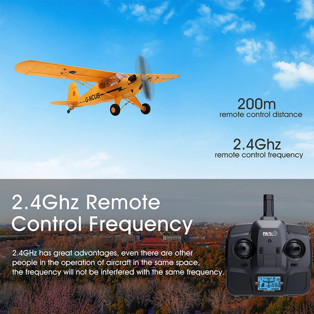 Park10 Toys J3-CUB RC Plane 5CH Remote Control Airplane for Adults 1406 Brushless Motor Outdoor 3D6G Fixed Wing Stunt RC Aircraft with Replaceable
