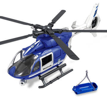 Wenbeier Big Toy Helicopter for Kids Police Helicopter Toy with Hanging Basket, Lights and Sound, Rescue Vehicles Toys for Boys & Girls 3 4 5 6 7