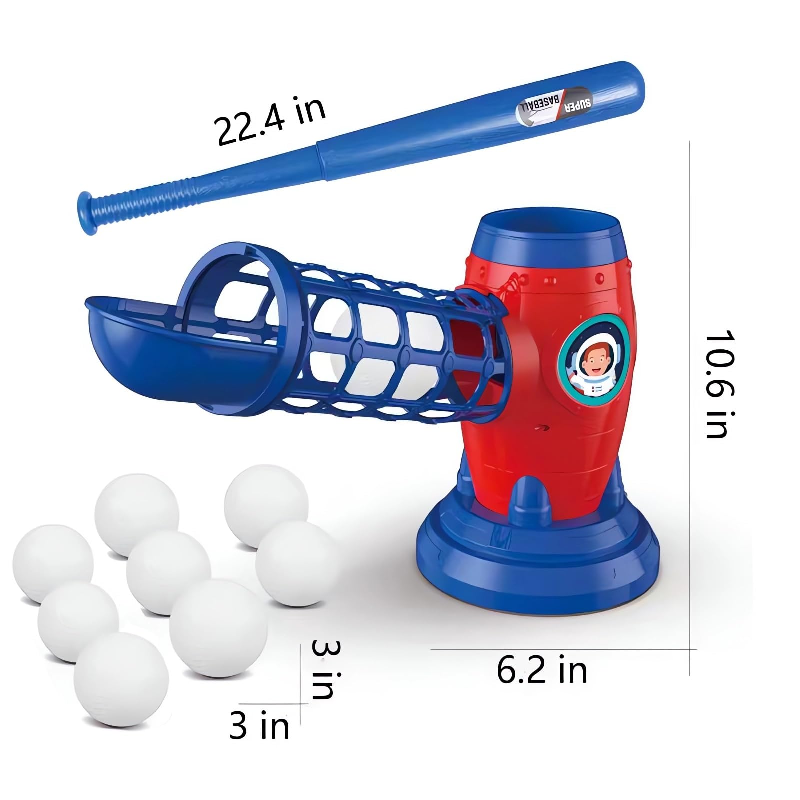 SunwyxTek Automatic Baseball Pitching Machine with 8 Balls, T Ball Set for Toddlers 3-5 5-8 Years, Tee Ball Set Tee Pitcher Gift for Kids 3-12