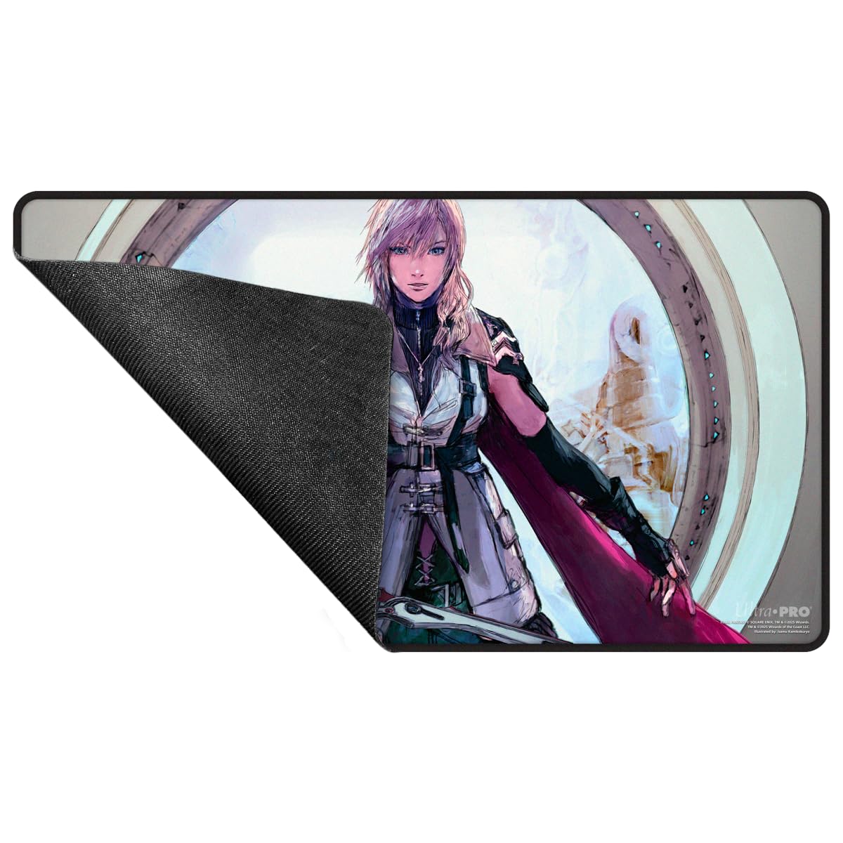 Ultra PRO - Final Fantasy x Universes Beyond Lightning, Army of One Black Stitched Playmat for Magic: The Gathering | Card Game Playmat, Final Fantasy