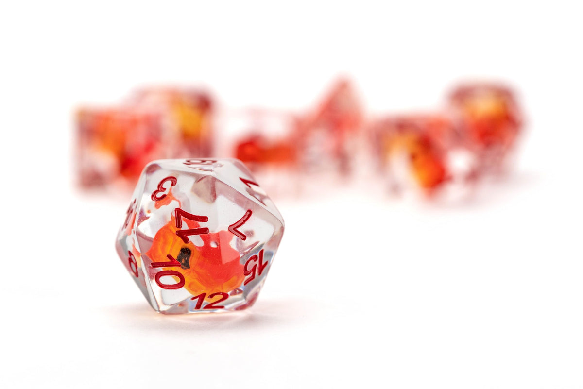 FanRoll Dragon StormTM Inclusion Resin Dice Set: Red Dragon