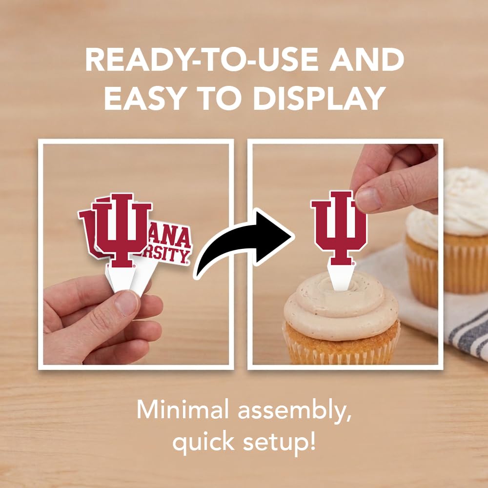 Desert Cactus Indiana University IU Hoosiers Food Picks, Cupcake and Cake Toppers, Cake Pop Sticks - 25 Pcs Party Supplies and Decorations