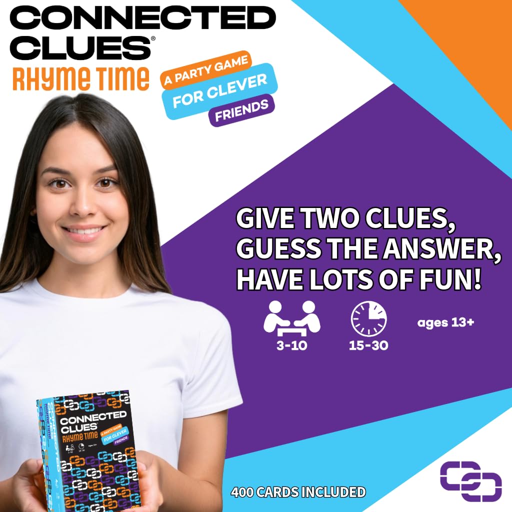 Connected Clues Rhyme Time - A Party Game for Clever Friends | Phrase Guessing Fun Based on The Popular Game Show Category | Play Standalone or Mix