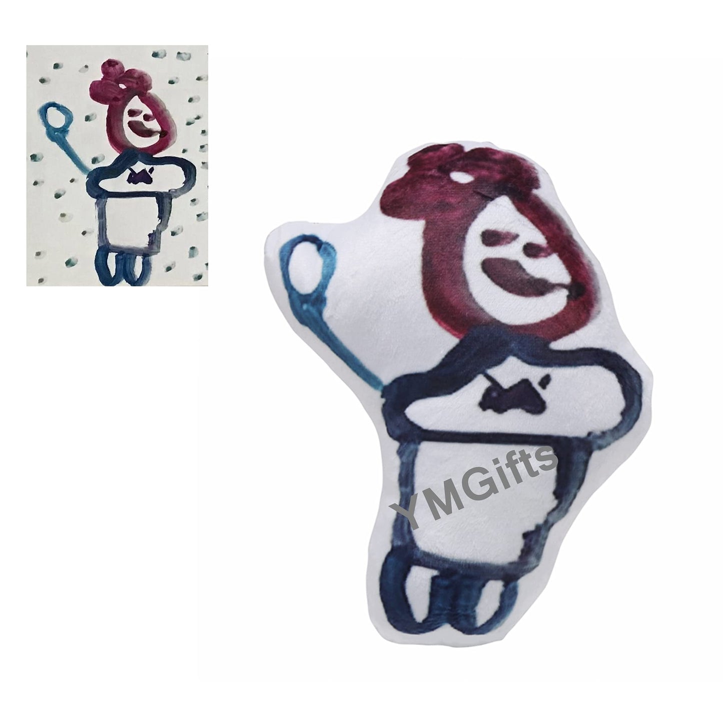 YMGifts Doll from Child's Drawing Kids Drawing Plush Custom Kids Plushie Kids Art Plush Custom Drawing Plush Kids Drawing Pillow, colorful, 8 inch