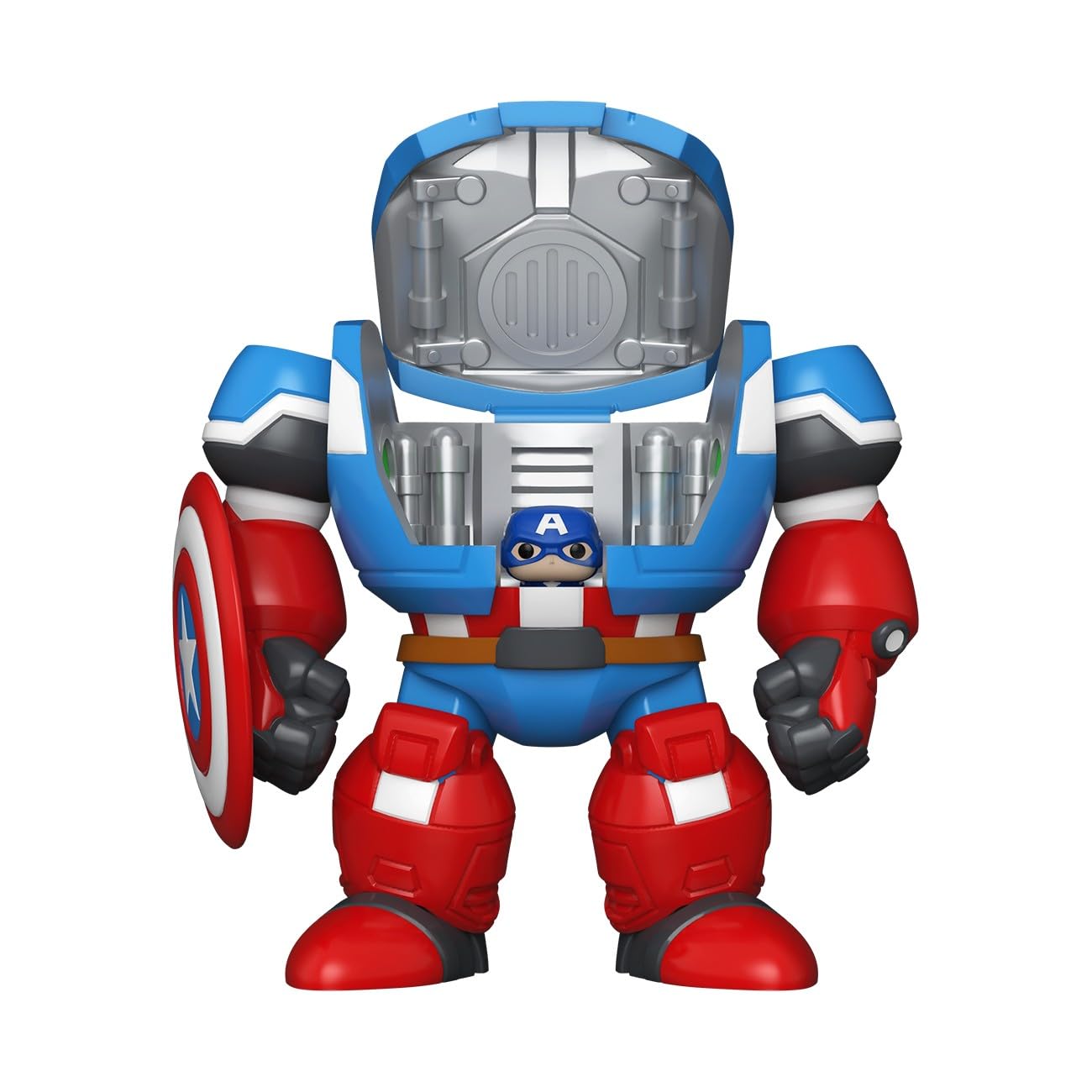 Funo Pop! Bitty Bots: Marvel - Captain America Mech with Captain America - 0.9 Inch and 4.7 Inch (11.9 Cm) - Television Collectable - Gift Idea - Toys
